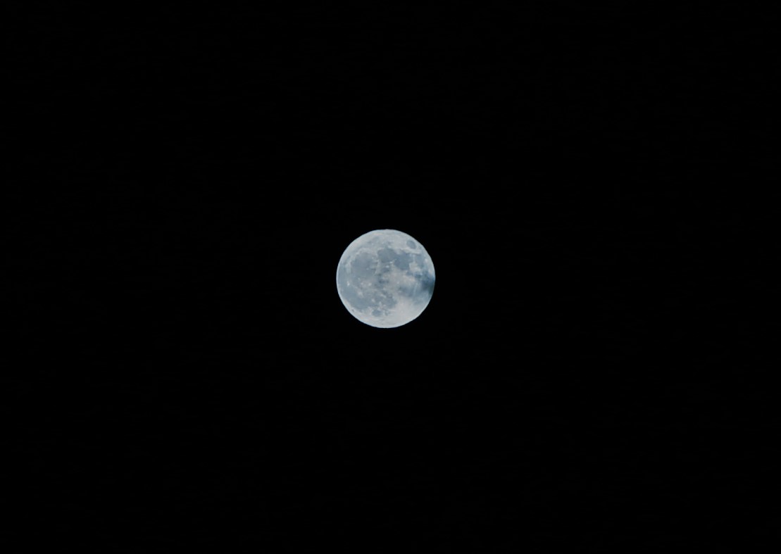 This image will makes it actually look blue, but it's a filter. Not the actual color of the moon.